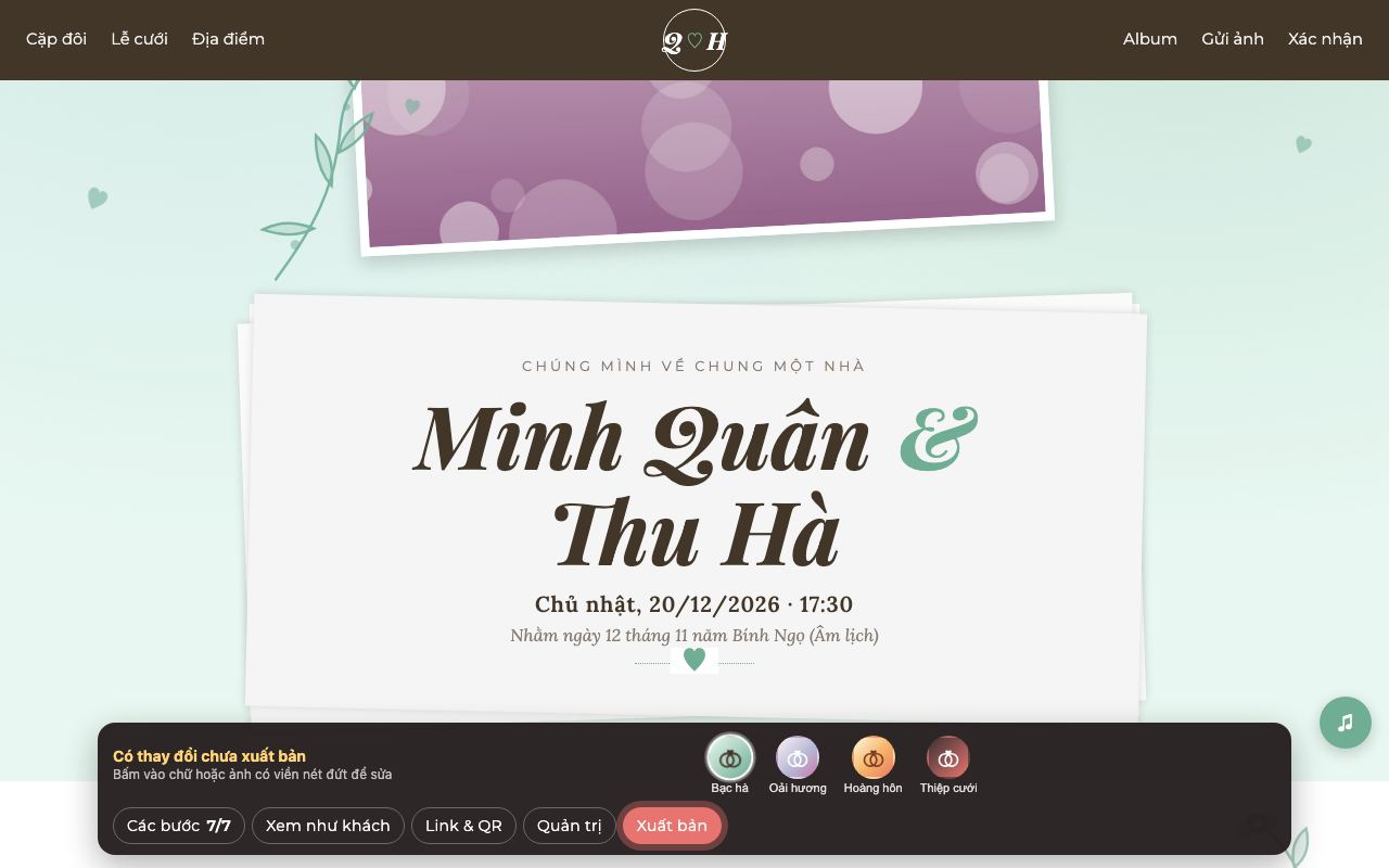 Sửa trực tiếp trên trang cưới